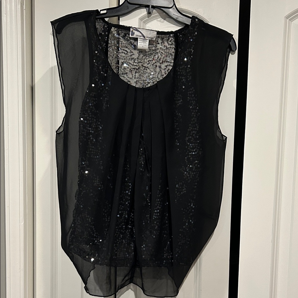 Black Sequin Sleeveless Top